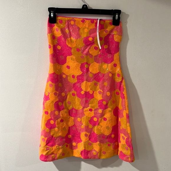 Susana Monaco Sequin Flare Dress in Orange Pop - Picture 4 of 7